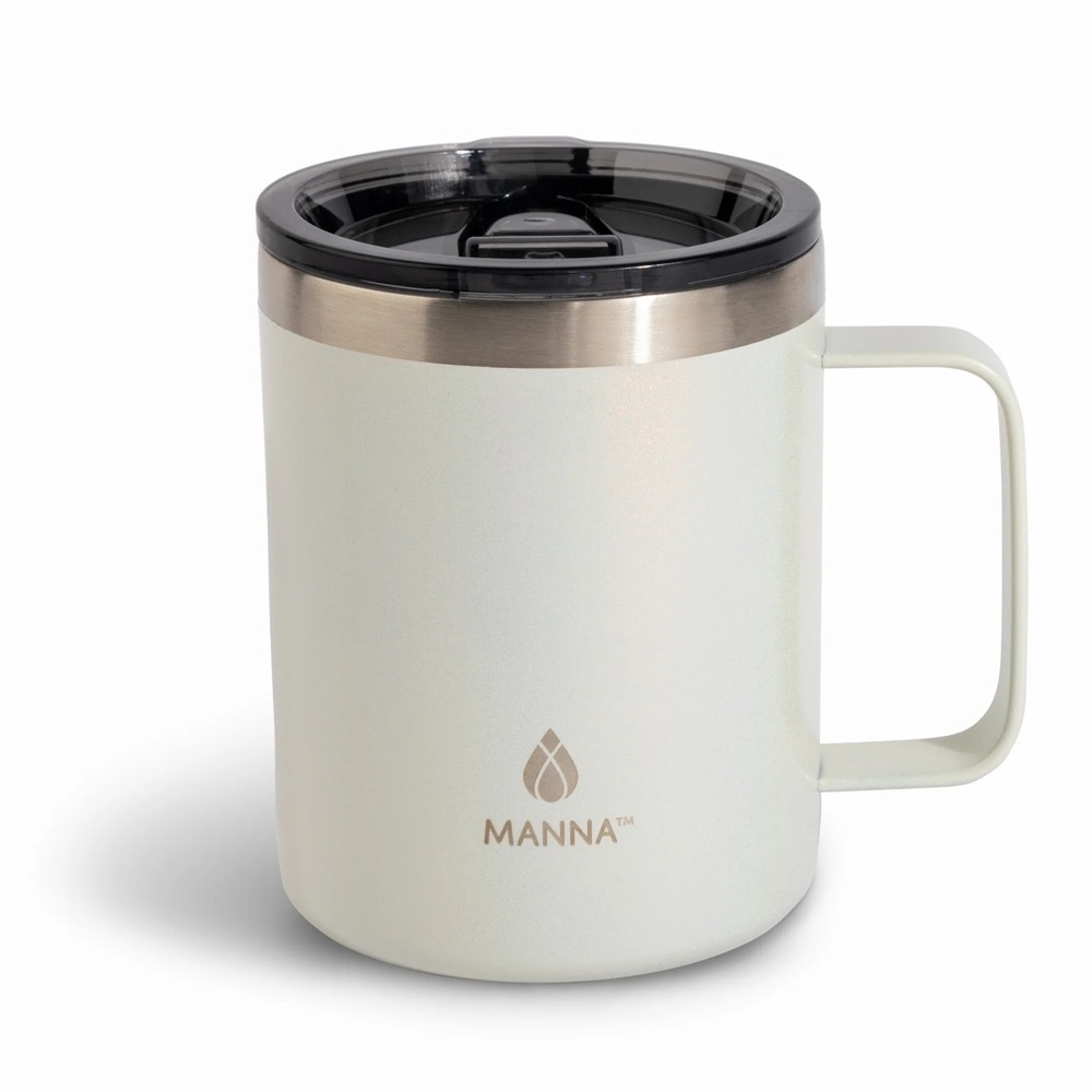 Manna Hydration White/fog with light shimmer 12 oz. Hot/cold mug (4 available)